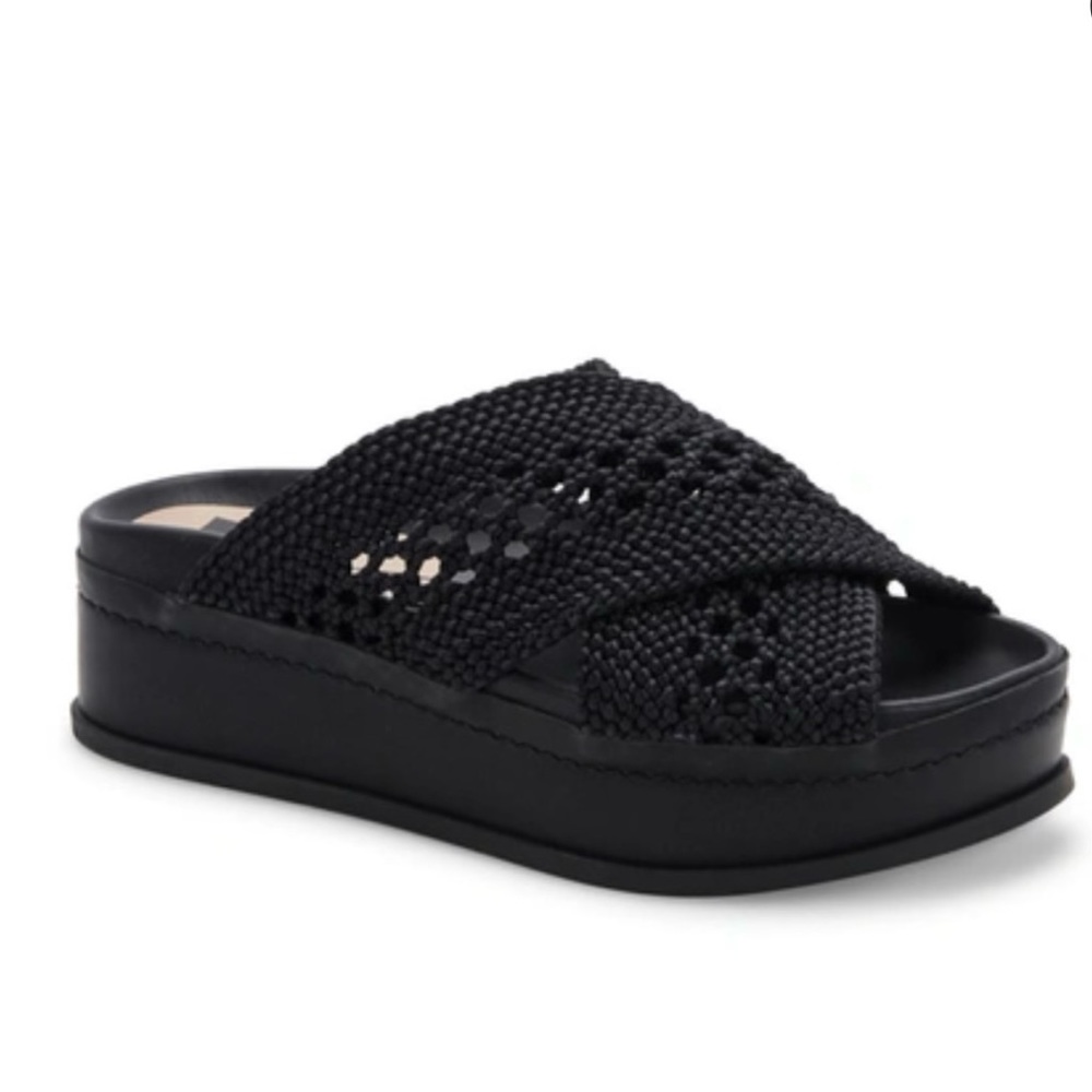 Dolce Vita Womens Winona Black Slide Sandals Shoes 8 1/2
